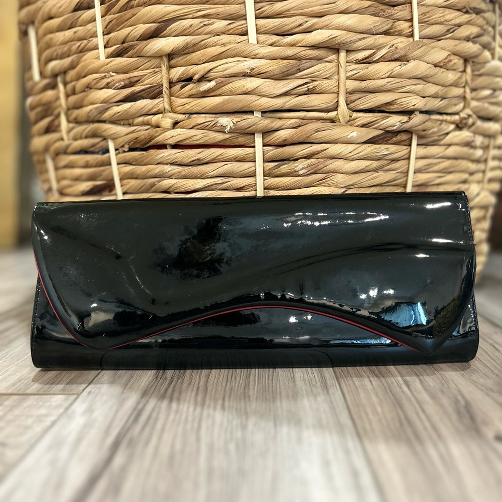 Christian Louboutin Black Patent Pigalle Clutch Bag